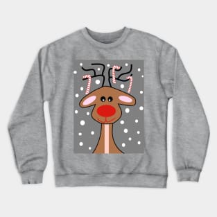 MERRY Christmas Red Nose Reindeer  - Cute Reindeer Art Crewneck Sweatshirt